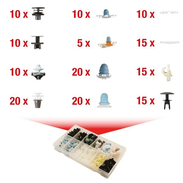 Jeu de clips de fixation KS Tools pour Audi 160 pièces 420 0000 commander à bas prix
