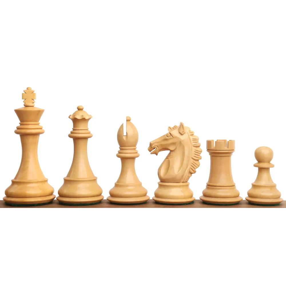 Jeu d'échecs Alban Knight Staunton 4" - Pièces d'échecs uniquement - Bois de rose doré lesté