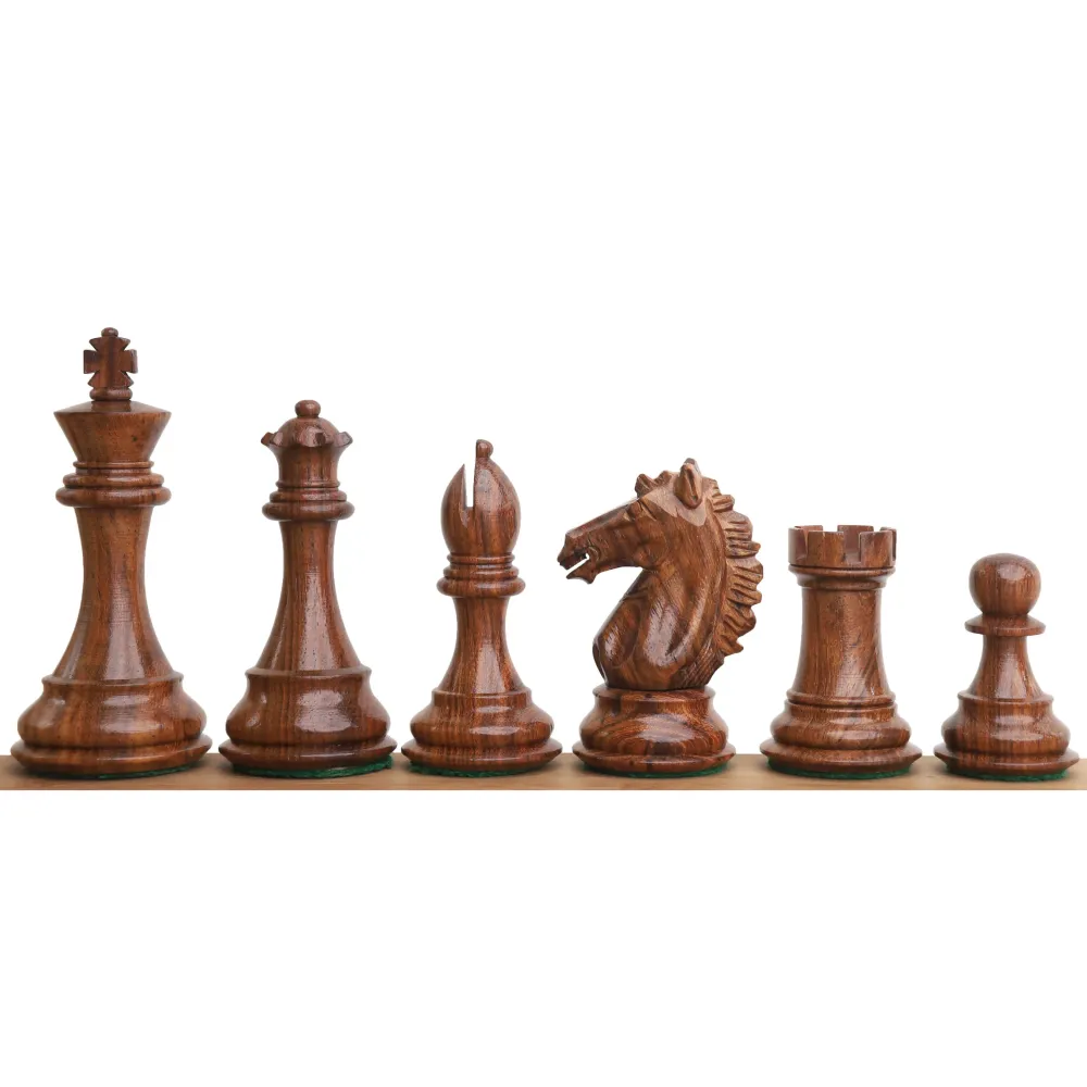 Jeu d'échecs Alban Knight Staunton 4" - Pièces d'échecs uniquement - Bois de rose doré lesté