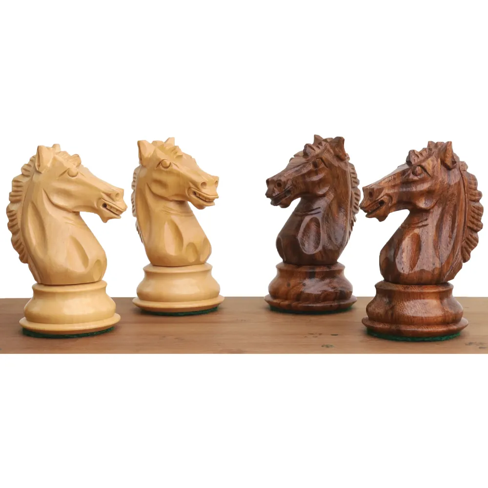 Jeu d'échecs Alban Knight Staunton 4" - Pièces d'échecs uniquement - Bois de rose doré lesté