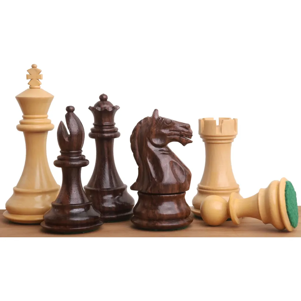 Jeu d'échecs 4" Fierce Knight Staunton - Pièces d'échecs uniquement - Bois de rose lesté