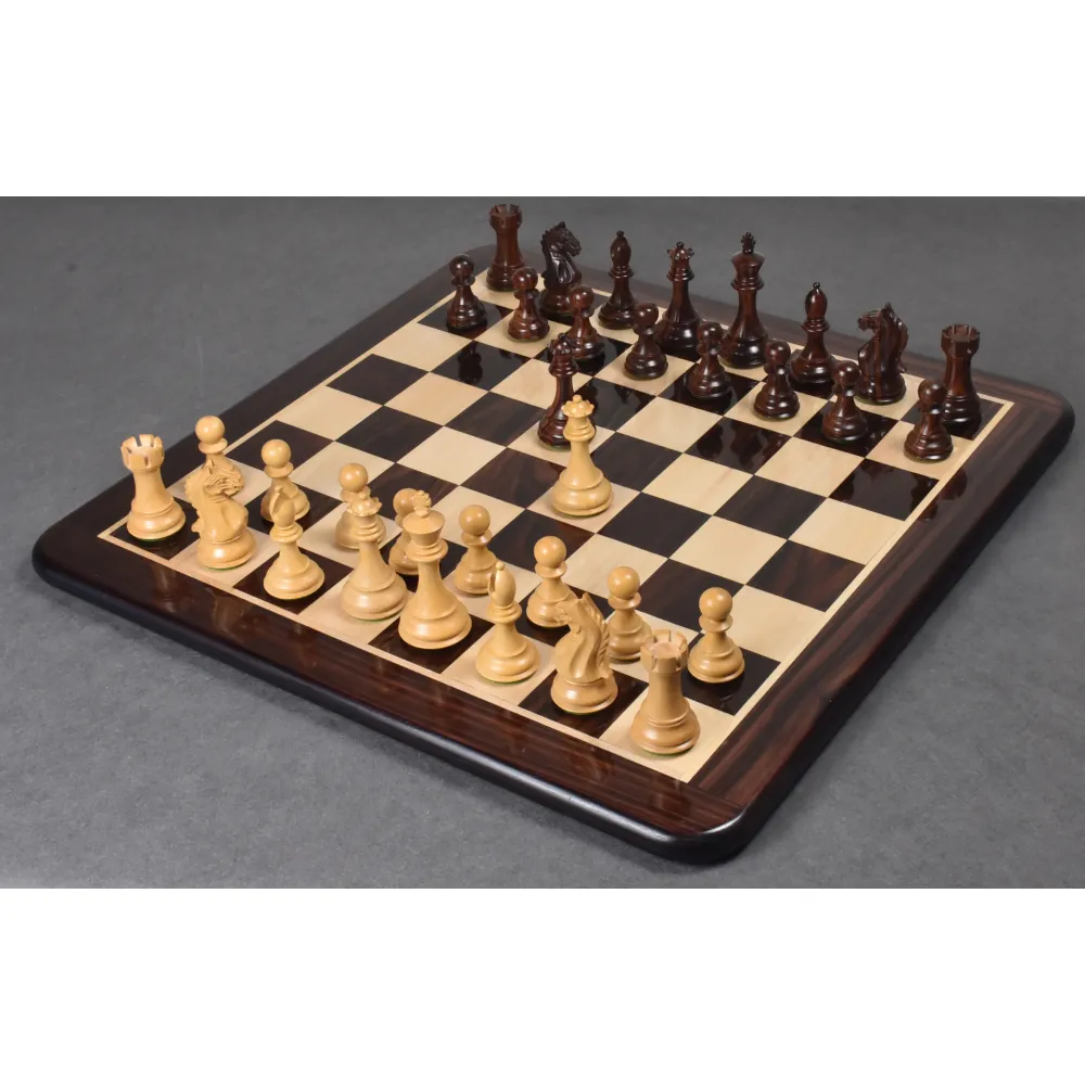 Jeu d'échecs 4" Fierce Knight Staunton - Pièces d'échecs uniquement - Bois de rose lesté