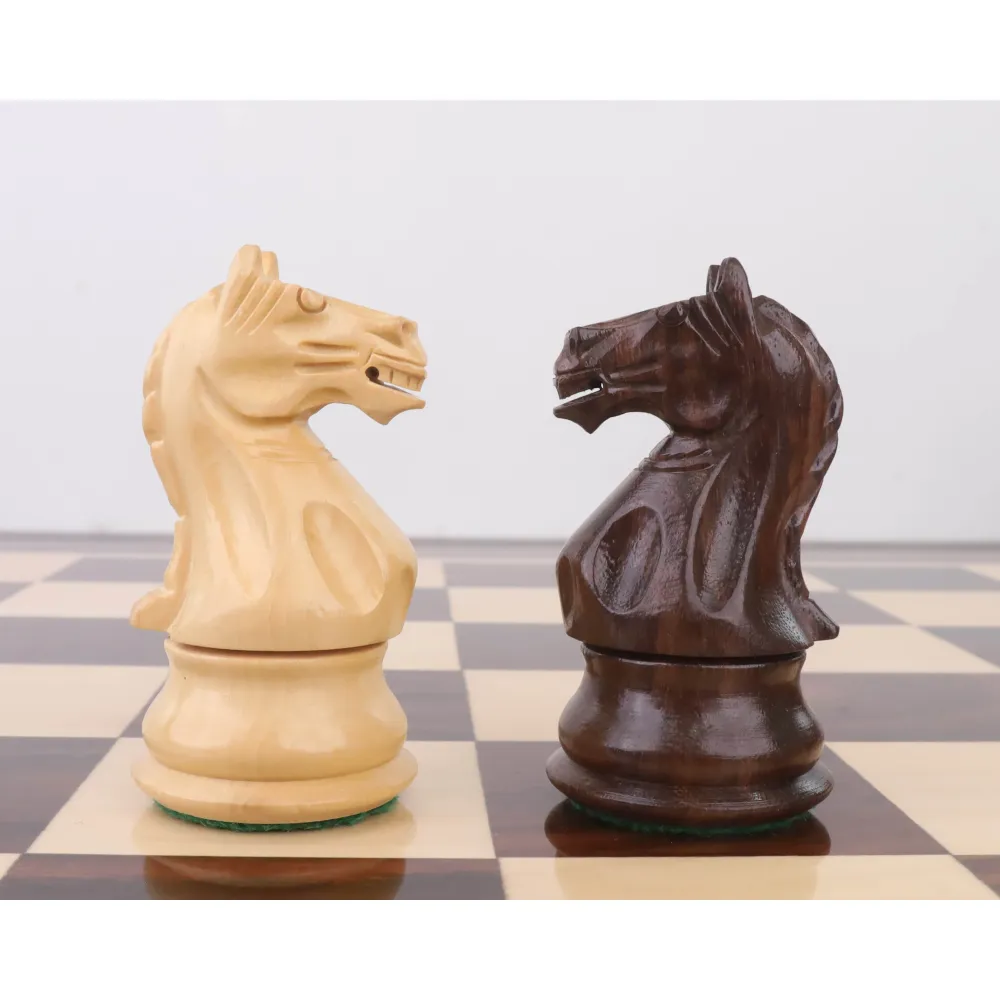 Jeu d'échecs 4" Fierce Knight Staunton - Pièces d'échecs uniquement - Bois de rose lesté