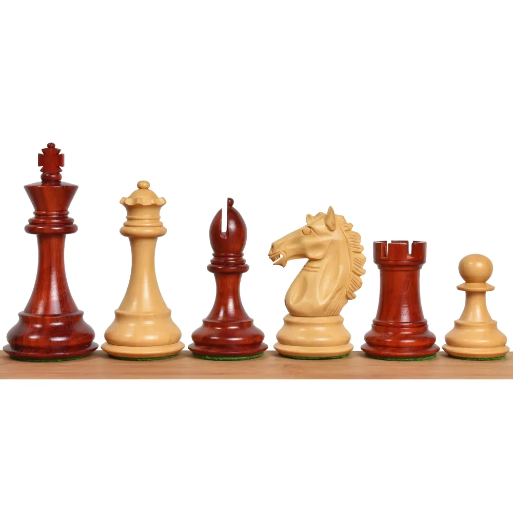 Jeu d'échecs lesté Alban Staunton exclusif - Pièces d'échecs uniquement - Bois de rose Bud - 4 reines