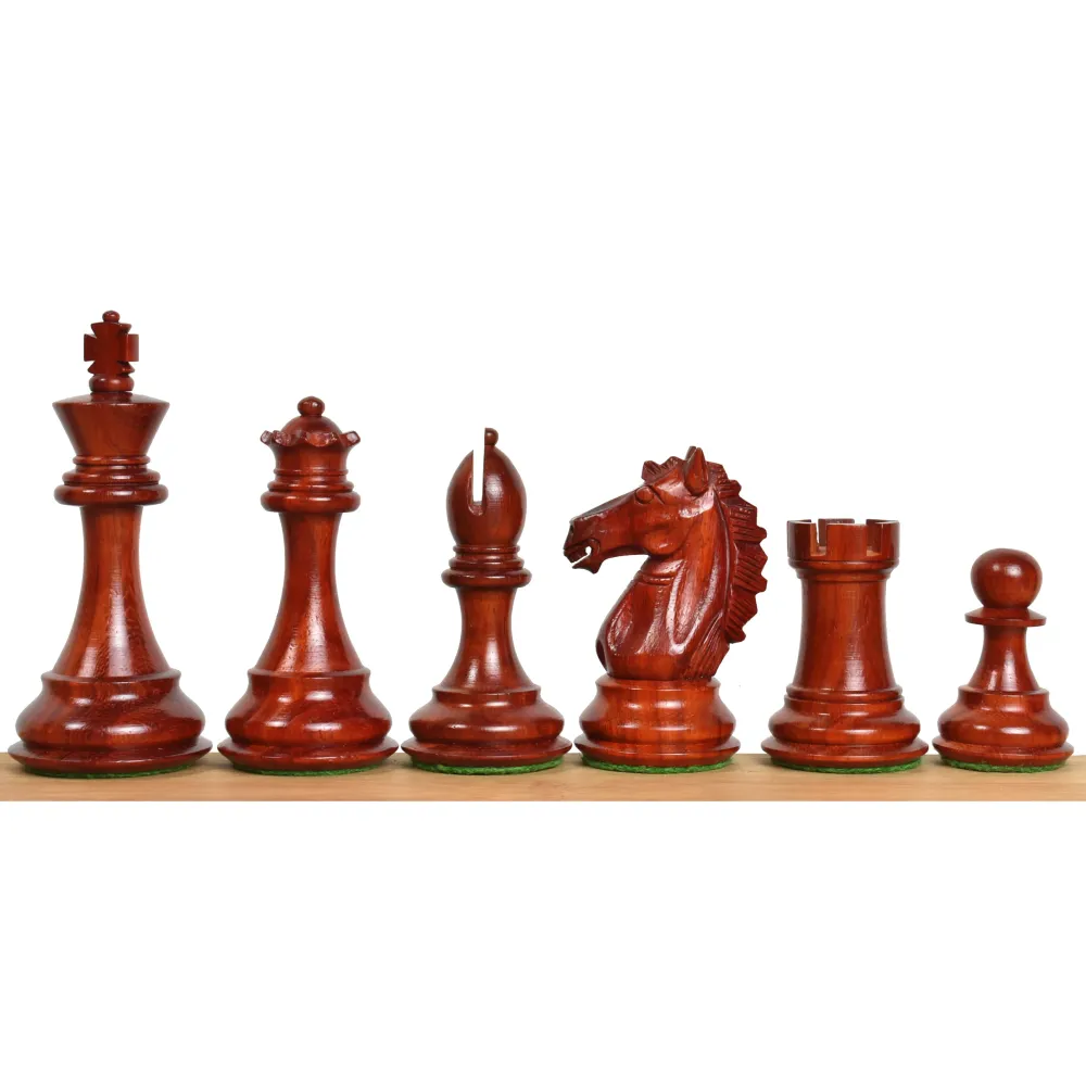 Jeu d'échecs lesté Alban Staunton exclusif - Pièces d'échecs uniquement - Bois de rose Bud - 4 reines