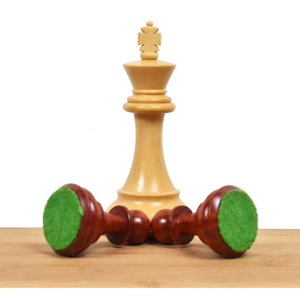 Jeu d'échecs lesté Alban Staunton exclusif - Pièces d'échecs uniquement - Bois de rose Bud - 4 reines