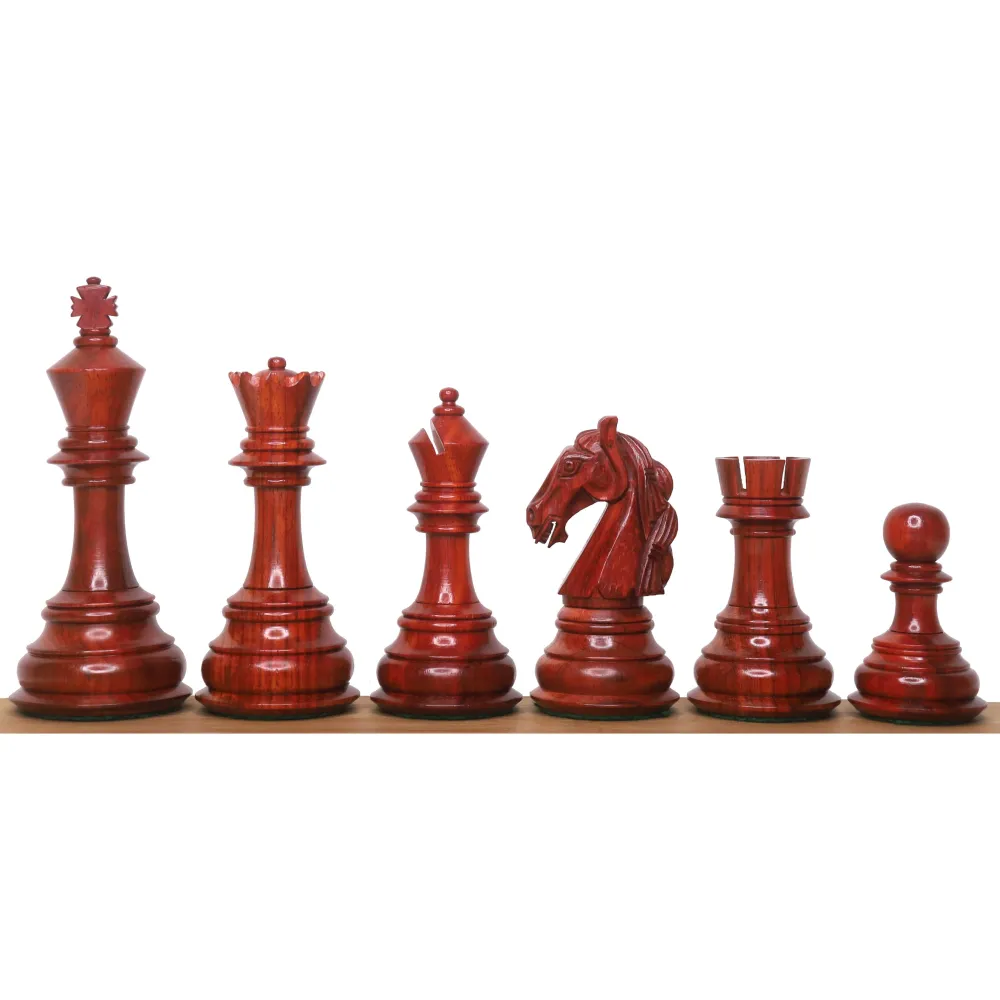 Jeu d'échecs de luxe 4.6" Insolite Columbian Triple Weighted - Pièces d'échecs seulement - Bois de rose Bud