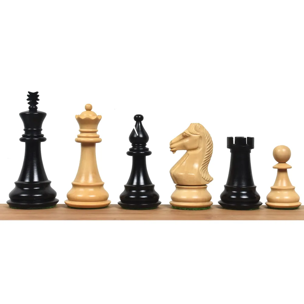 Jeu d'échecs 4" Majestic Series Staunton - Pièces d'échecs uniquement - Dupliqué poids en Buis ébénisé