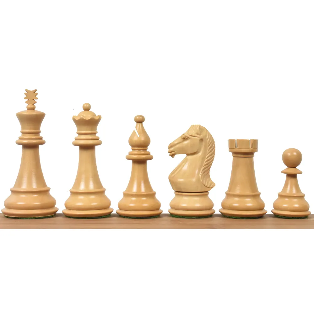 Jeu d'échecs 4" Majestic Series Staunton - Pièces d'échecs uniquement - Dupliqué poids en Buis ébénisé