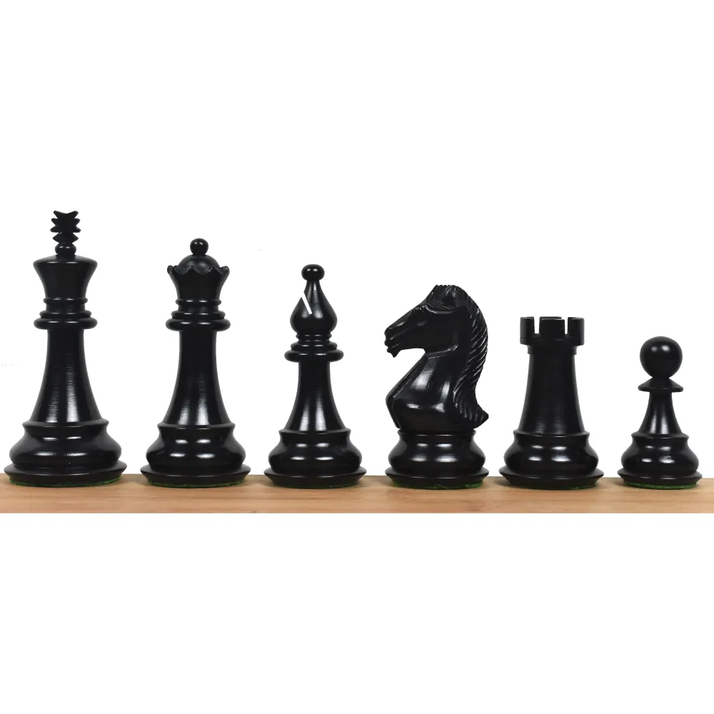 Jeu d'échecs 4" Majestic Series Staunton - Pièces d'échecs uniquement - Dupliqué poids en Buis ébénisé