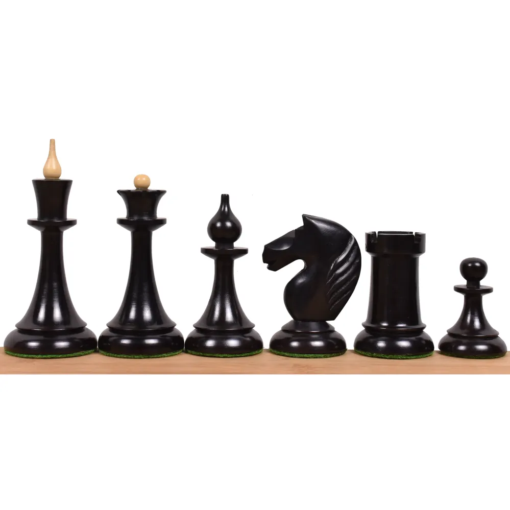 Jeu d'échecs soviétique letton reproduit des années 1950 légèrement imparfait - pièces d'échecs uniquement - Buis ébénisé...