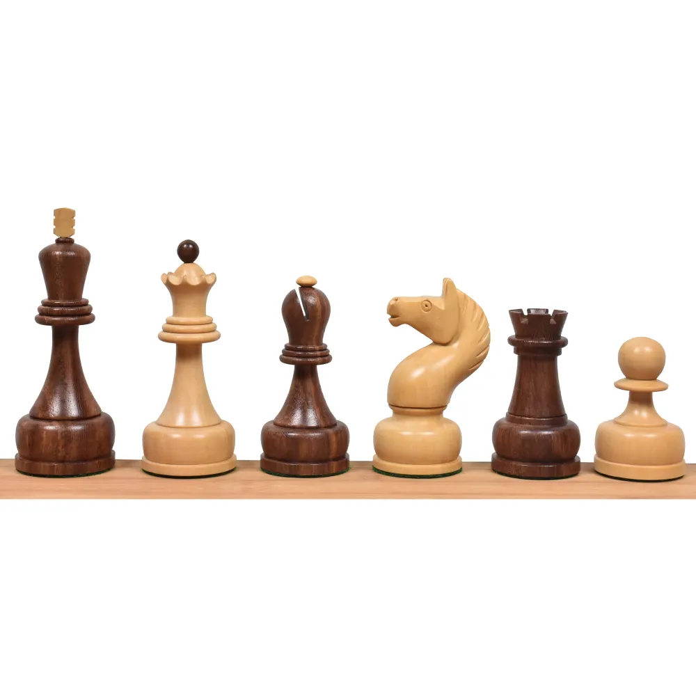 Jeu d'échecs Tal de championnat soviétique des années 1960 - Pièces d'échecs uniquement - Bois de rose doré - Roi de 4 pouces