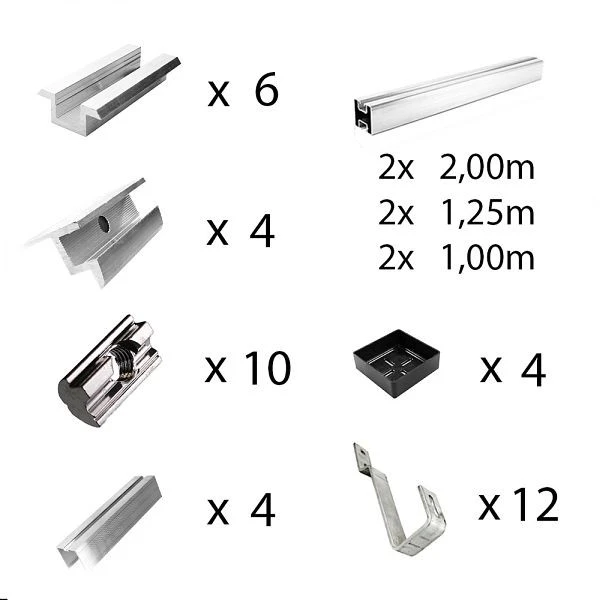 Kit de fixation Offgridtec avec crochet de toit à queue lisse pour installation sur toit en pente 4 panneaux solaires haut...