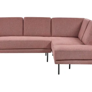 Left Hand 4 Seater Fabric Corner Sofa Rose vif Brown BREDA