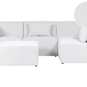 Left Hand 4 Seater Modular Jumbo Cord Corner Sofa Ottoman Off Blanc pur LEMVIG