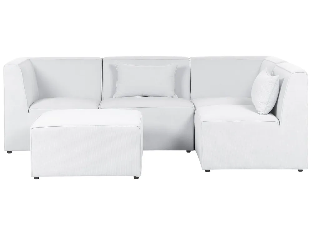 Left Hand 4 Seater Modular Jumbo Cord Corner Sofa Ottoman Off Blanc pur LEMVIG