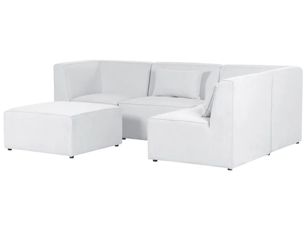 Left Hand 4 Seater Modular Jumbo Cord Corner Sofa Ottoman Off Blanc pur LEMVIG