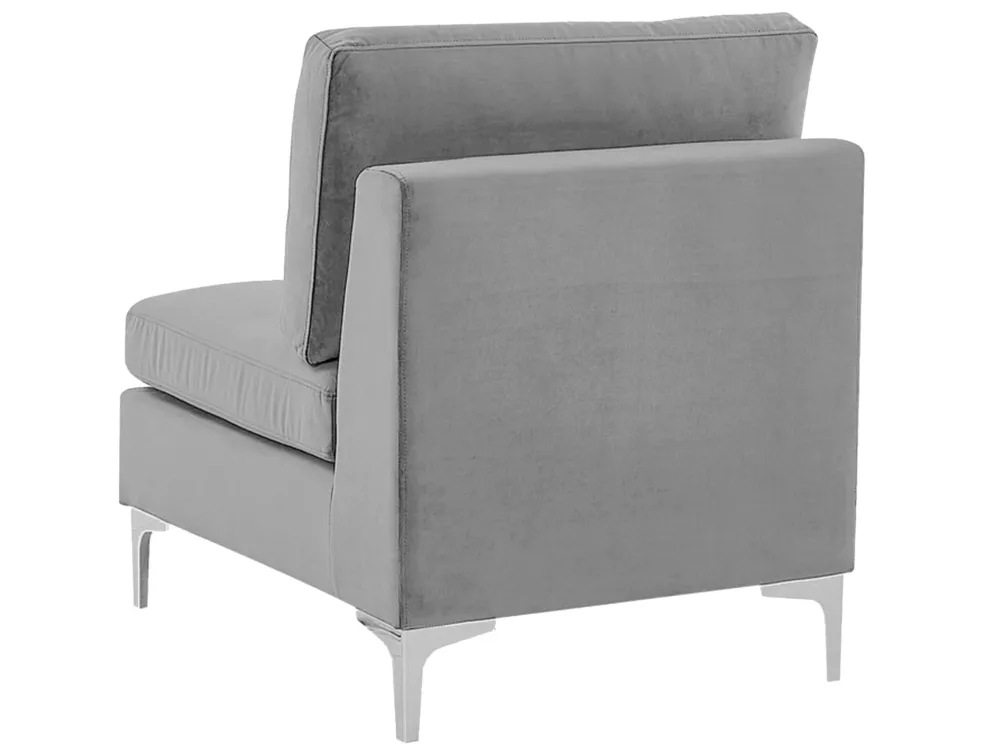 Left Hand 4 Seater Modular Panne Corner Sofa Grey EVJA