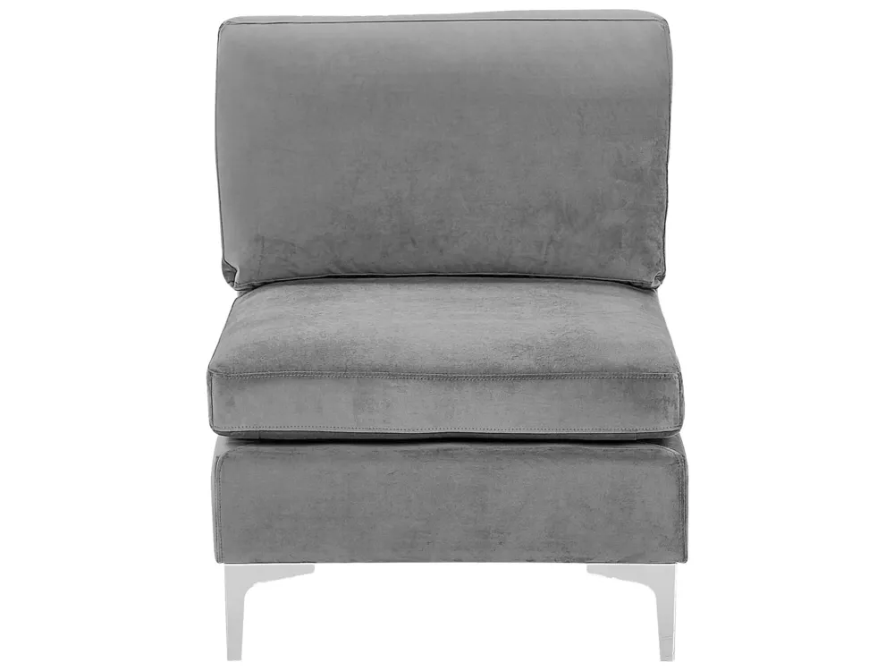 Left Hand 4 Seater Modular Panne Corner Sofa Grey EVJA