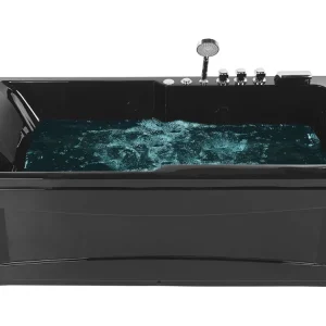 Left Hand Whirlpool Bath LED 1690 x 810 mm Noir jais ARTEMISA