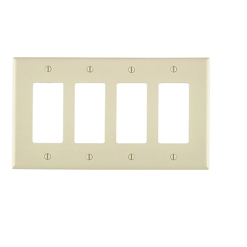 Leviton 4 Gang Decora Wallplate Midway Size Light Almond PJ264-T