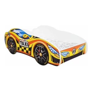 Lit voiture taxi jaune 70x140 - Sommier et matelas inclus