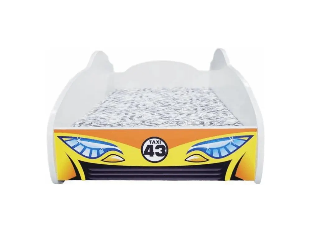 Lit voiture taxi jaune 70x140 - Sommier et matelas inclus