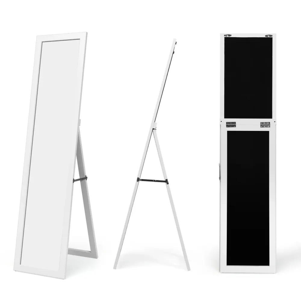 Miroir sur pied 37 x 50 x 155 cm avec trois utilisations possibles tendance design en MDF blanc 20_0012881