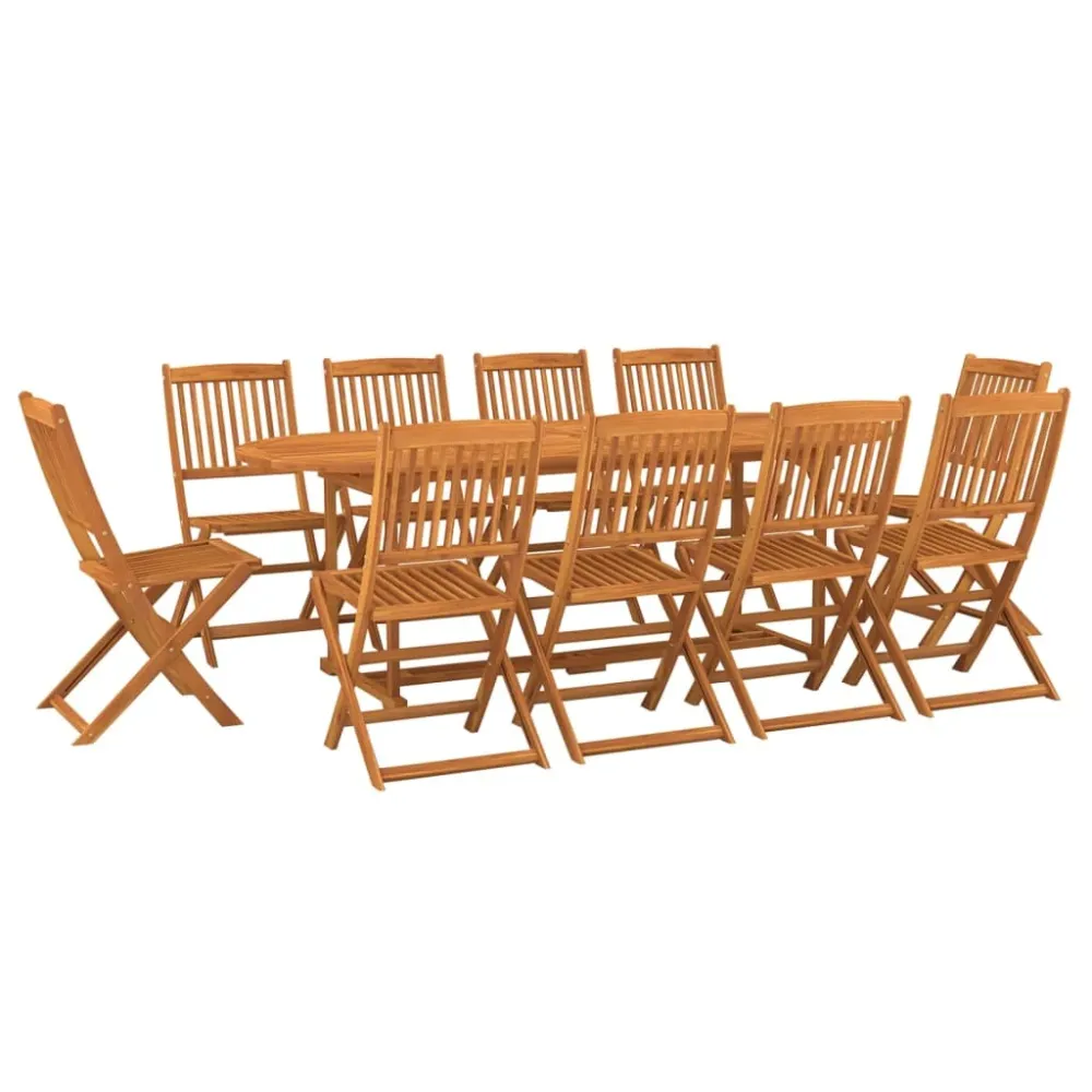Mobilier à dîner de jardin 11 pièces bois d'acacia massif 02_0014736