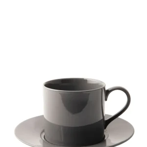 Omada Maxim Cappuccino Cup & Saucer 4 Piece - Dark Grey
