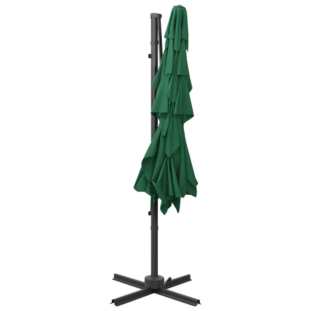 Parasol de jardin à 4 niveaux avec mât en aluminium vert