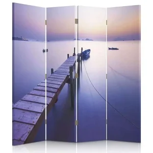 Paravent sunrise le étendu de la côte 4 volets - 145 x 150 cm - 2 faces R° V° + rotation 360°