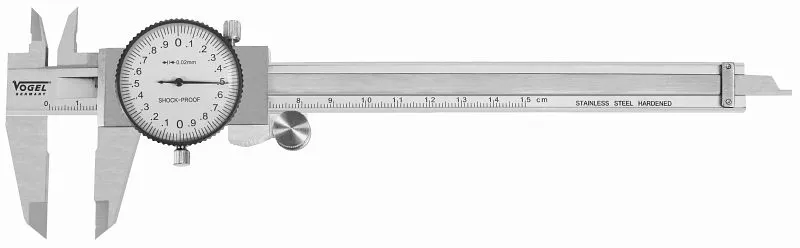 Pied à coulisse d'horloge Vogel Germany DIN 862 IP40 0 - 150 mm lecture : 002 mm 40 mm pointes de mesure (en form...