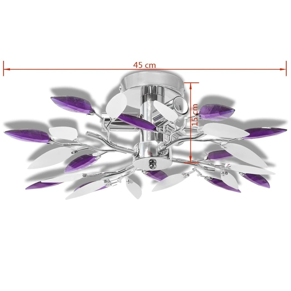 Plafonnier et bras en forme de feuille acrylique 3 ampoules e14