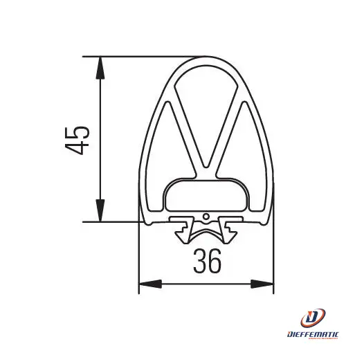Profilo gomma B36 mm H45 mm EPDM ClickLine Bircher EPE036/045A0V 210760