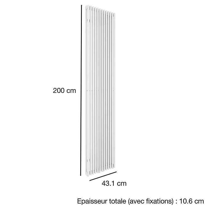 Radiateur eau chaude Acova Filin vertical doublement grey aluminium 1508W
