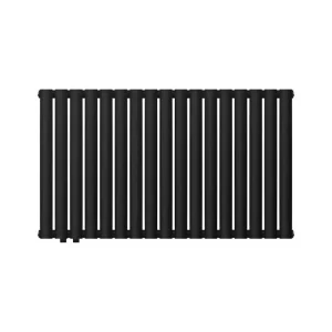 Radiateur noir mat ovale jumeau couche en acier raccord à gauche 1020 x 600 mm