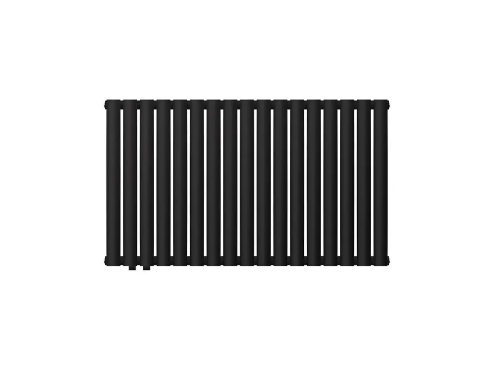 Radiateur noir mat ovale jumeau couche en acier raccord à gauche 1020 x 600 mm