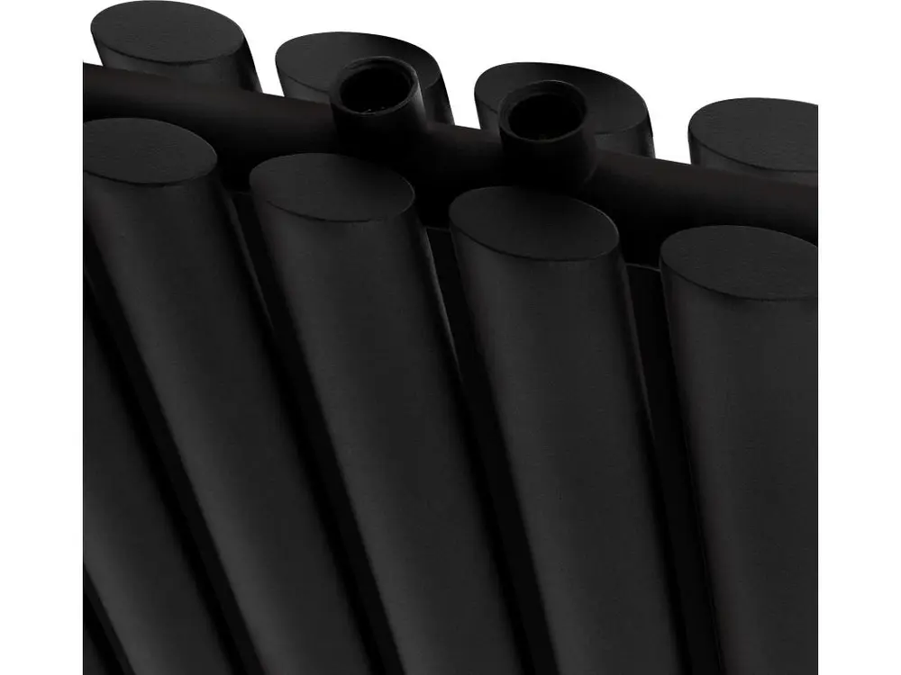 Radiateur noir mat ovale jumeau couche en acier raccord à gauche 1020 x 600 mm