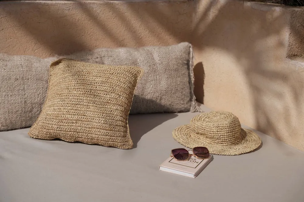 Raffia Flores Cushion Cover Square - Sain - 40x40