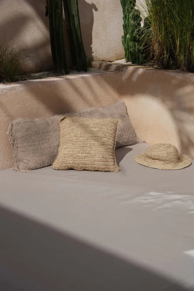 Raffia Flores Cushion Cover Square - Sain - 40x40