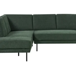 Right Hand 4 Seater Fabric Corner Sofa Dark Vert olive BREDA