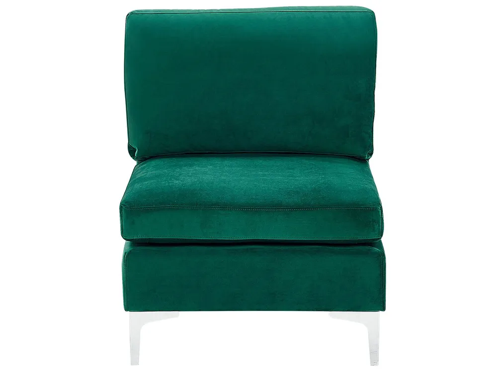 Right Hand 4 Seater Modular Velours Corner Sofa Ottoman Green EVJA