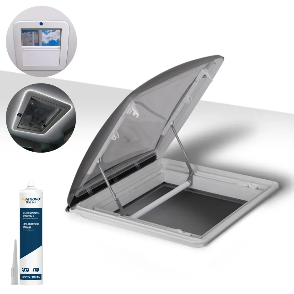 roofSTAR 4 Dachfenster 40x40 Wohnmobil Dachluke mit LED, ZWL, Motor, Dichtmasse