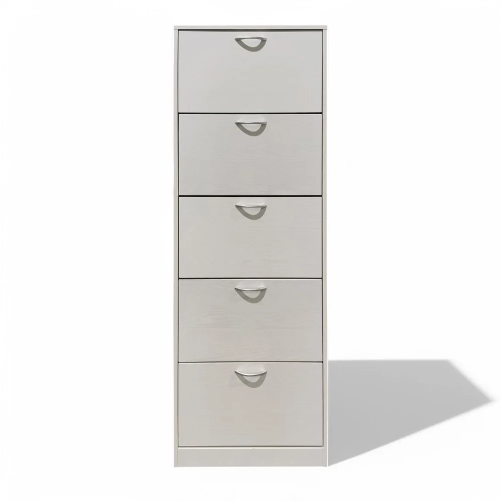 Scarpiera con 5 ante legno truciolare bilaminato bianco 60x24xH180 cm