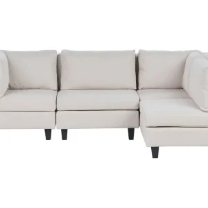 4 Seater Left Hand Modulaire Fabric Corner Sofa Light Beige UNSTAD