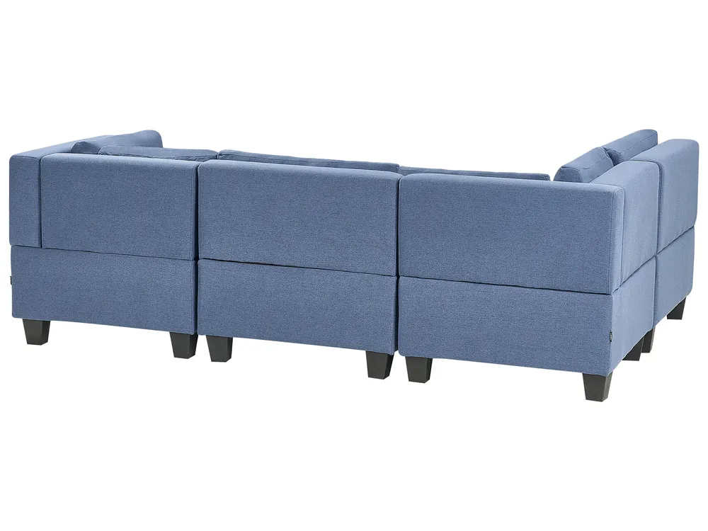 4 Seater Right Hand Configurable Fabric Corner Sofa Blue UNSTAD