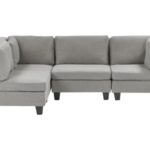 4 Seater Right Hand Modulaire Fabric Corner Sofa Light Grey UNSTAD