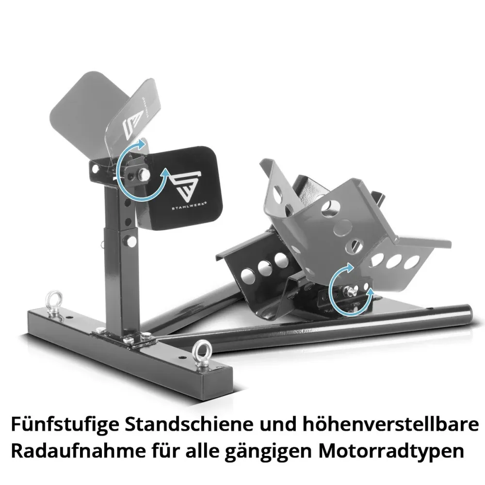 Stand d'assemblage de motos Steelworks GTM-600 ST 15-21 "Stand de moto | Motorcycle Rocker | Stand Rail | Stand de transpo...