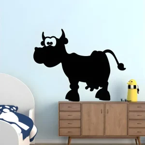 Sticker ardoise tableau noir - stickers muraux adhésif effaçable - CARICATURE D'UNE VACHE - 40x55cm